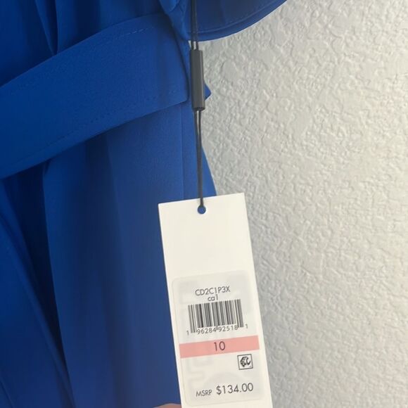 NWT Calvin Klein Puff Sleeve Waist Tie Dress - Picture 4 of 6